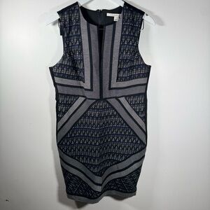 Diane von Furstenberg Size 8 Sleeveless Sheath Dress Geometric Back Zip